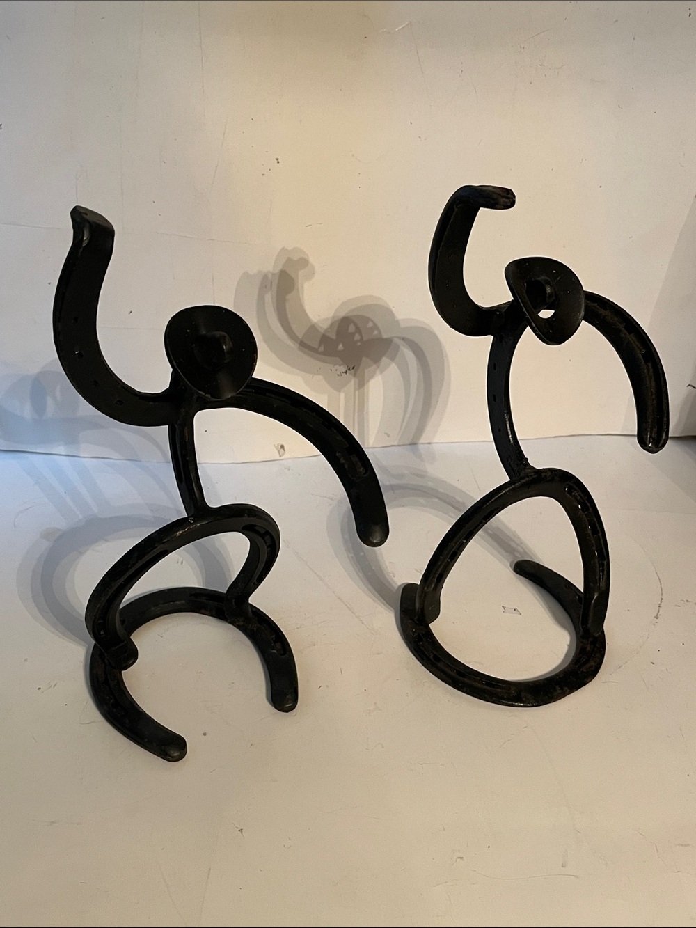 Vtg Saint Croix Forge Horseshoe sculptures set of two western folk Art